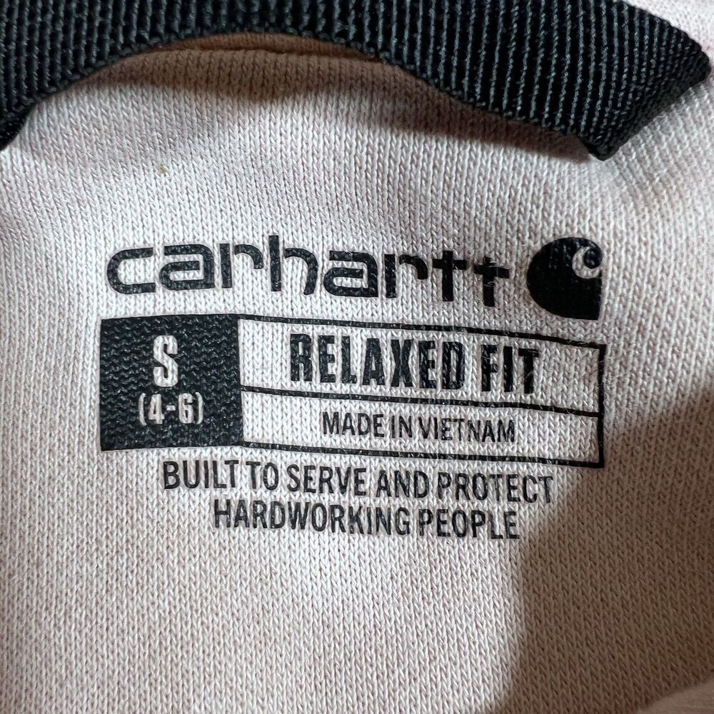 Carhartt Light Pink Relaxed Fit Sleeve Logo Pullover Hoodie Sweatshirt Women's S - Picture 12 of 14